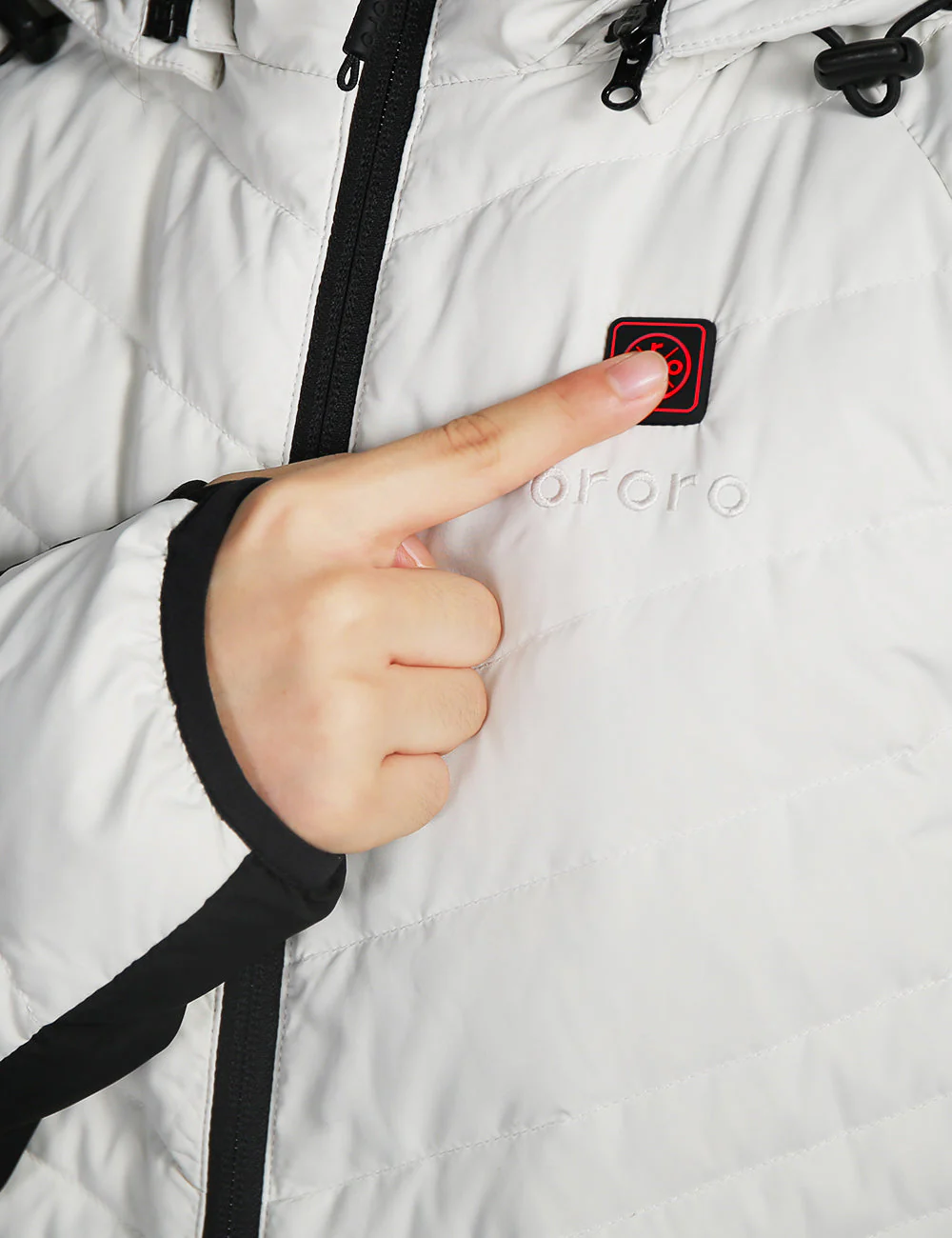(Open-box) Women's Heated Down Jacket - Black/White  (Battery Set Not Included) - Image 7