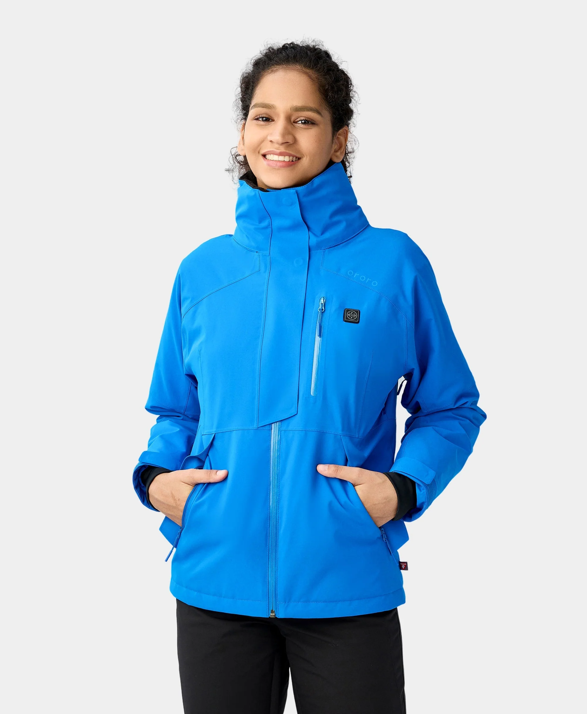 (Open-box) Women's Waterproof Heated Ski Jacket - Black/Blue (Battery Set Not Included) - Image 15