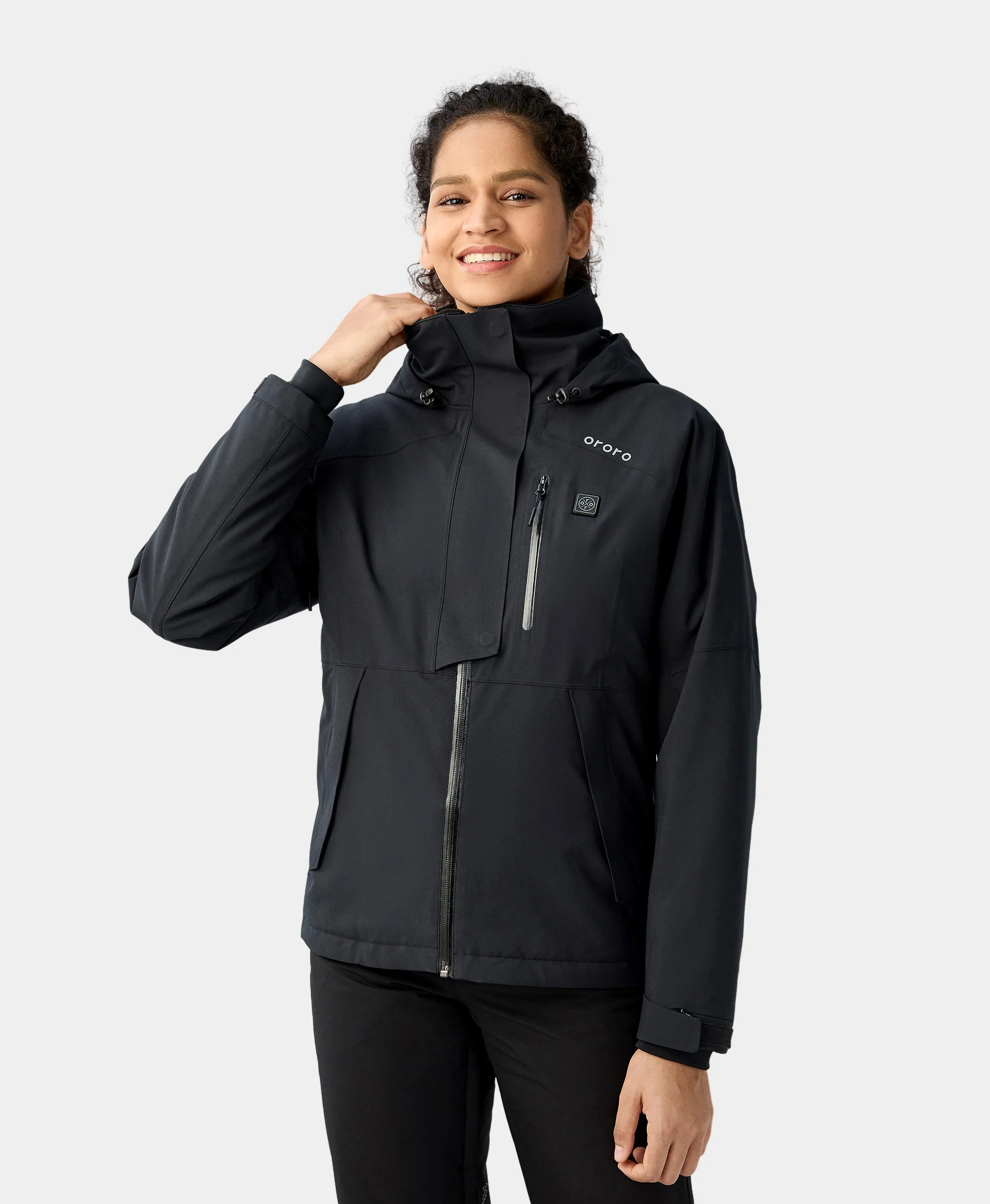 (Open-box) Women's Waterproof Heated Ski Jacket - Black/Blue (Battery Set Not Included) - Image 3