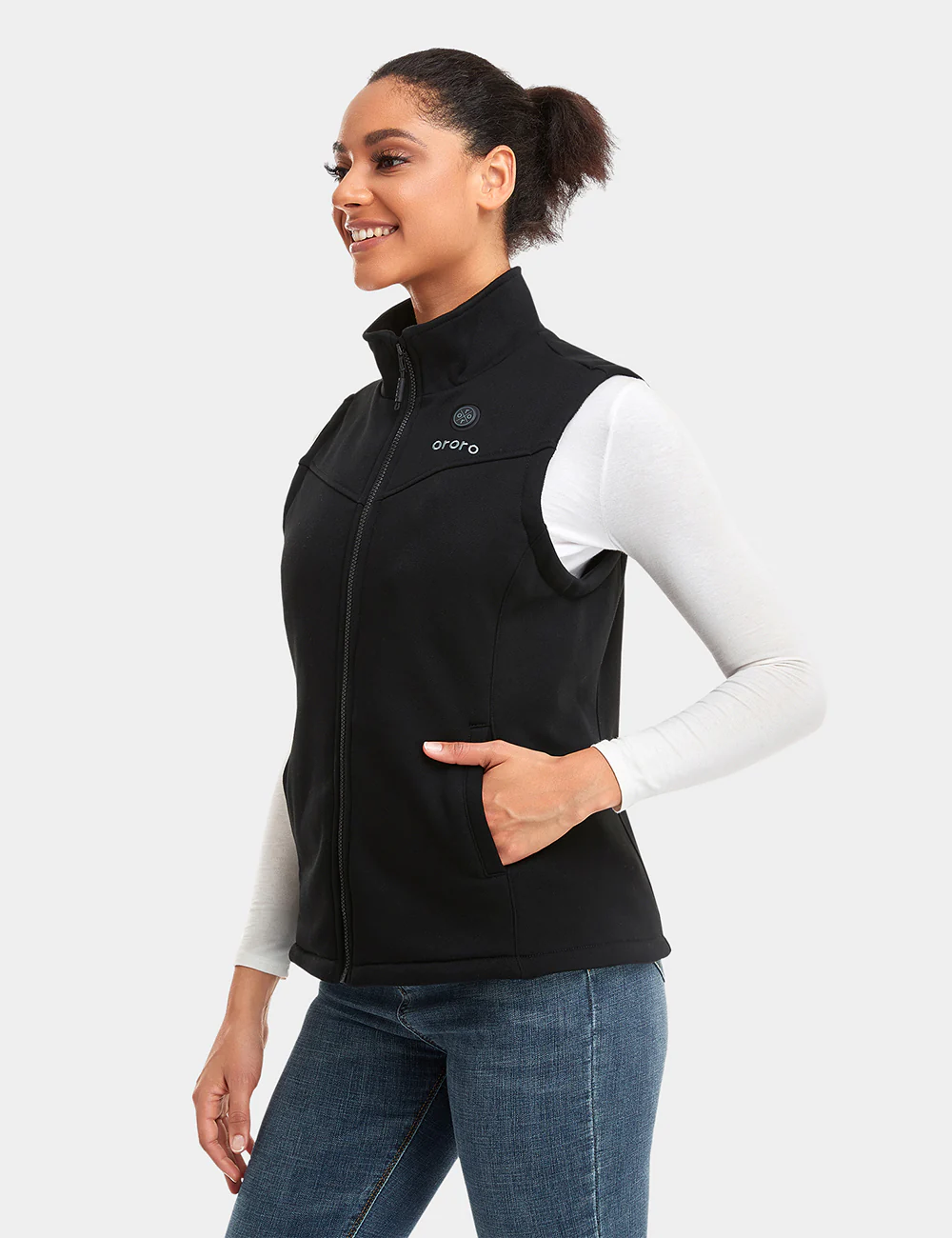 Women's Heated Fleece Vest - Black (Final Sale) - Image 3
